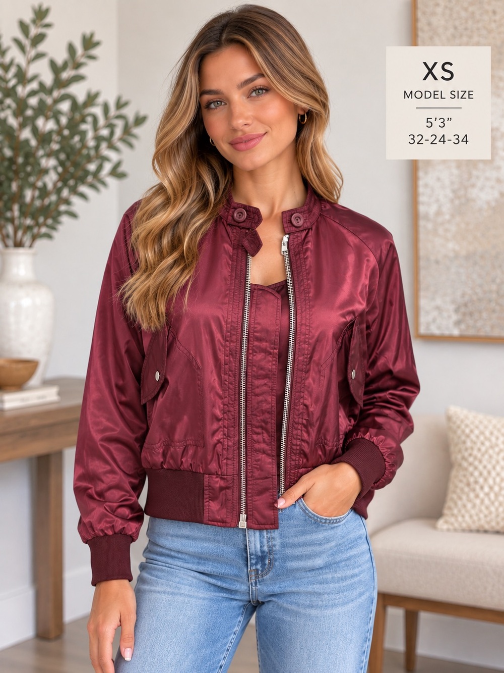 Free People Lightweight Maroon/Burgundy/Red Bomber Jacket Size Extra Small